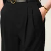 Black New Wool High Waist Wide Trousers