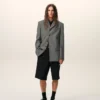 Black New Wool Low Waist Wide Bermuda Shorts Black New Wool Low Waist Wide Bermuda Shorts