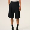Black New Wool Low Waist Wide Bermuda Shorts Black New Wool Low Waist Wide Bermuda Shorts