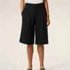 Black New Wool Low Waist Wide Bermuda Shorts
