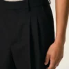 Black New Wool Low Waist Wide Bermuda Shorts Black New Wool Low Waist Wide Bermuda Shorts