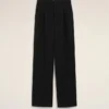 Black New Wool Low Waist Wide Trousers