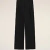Black New Wool Low Waist Wide Trousers