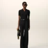 Black New Wool Low Waist Wide Trousers