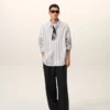 Black New Wool Low Waist Wide Trousers