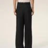 Black New Wool Low Waist Wide Trousers