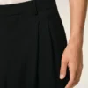 Black New Wool Low Waist Wide Trousers