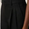 Black New Wool Low Waist Wide Trousers