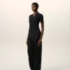Black New Wool Low Waist Wide Trousers