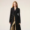 Black New Wool Simple Breasted Fitted Coat Black New Wool Simple Breasted Fitted Coat