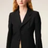 Black New Wool Simple Breasted Fitted Coat Black New Wool Simple Breasted Fitted Coat