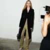 Beige Cotton Wrapped Belted Trousers
