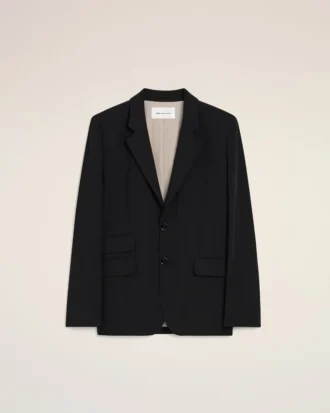 Black New Wool Single Breasted Boxy Jacket