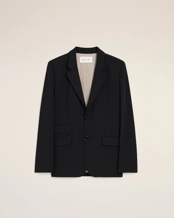 Black New Wool Single Breasted Boxy Jacket Black New Wool Single Breasted Boxy Jacket