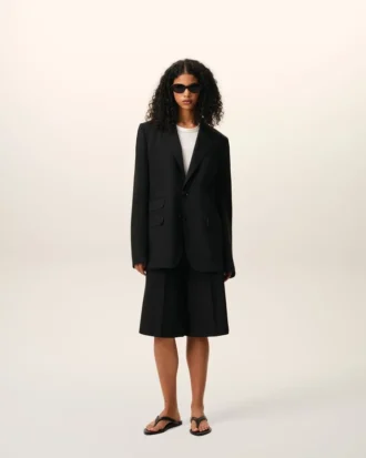 Black New Wool Single Breasted Boxy Jacket