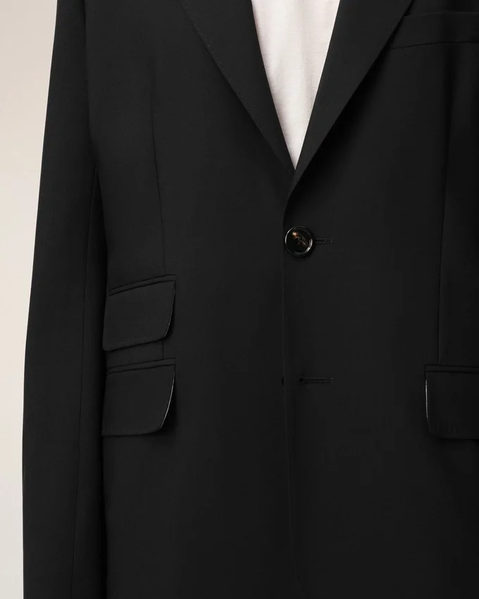 Black New Wool Single Breasted Boxy Jacket Black New Wool Single Breasted Boxy Jacket