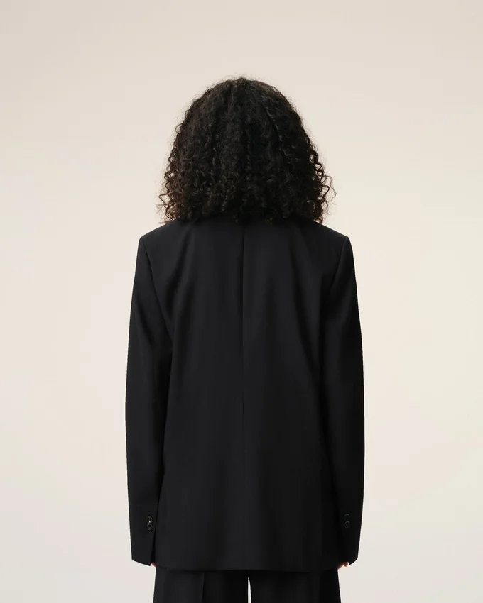 Black New Wool Single Breasted Boxy Jacket Black New Wool Single Breasted Boxy Jacket