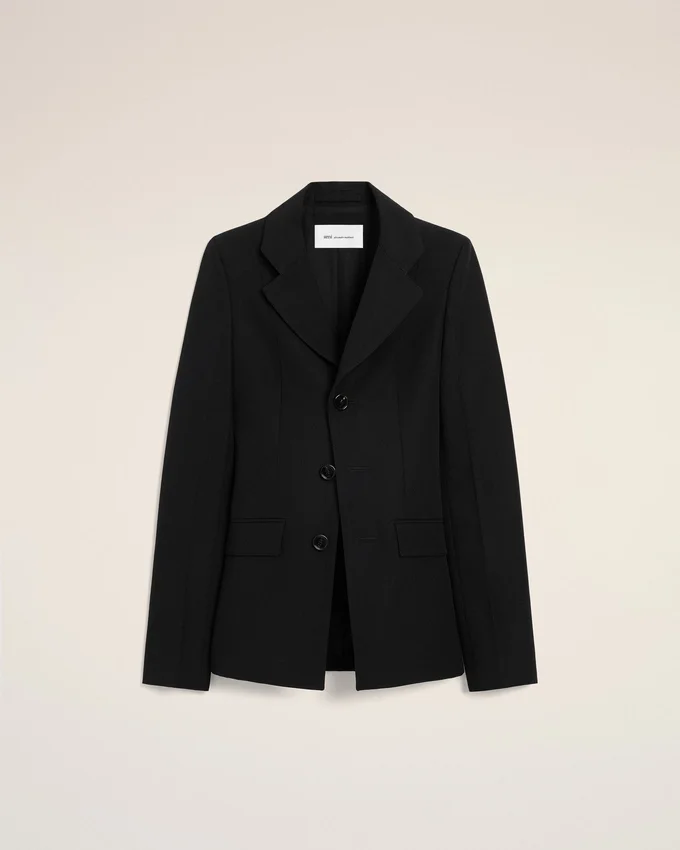 Black New Wool Single Breasted Fitted Jacket Black New Wool Single Breasted Fitted Jacket