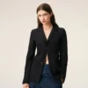 Black New Wool Single Breasted Fitted Jacket Black New Wool Single Breasted Fitted Jacket