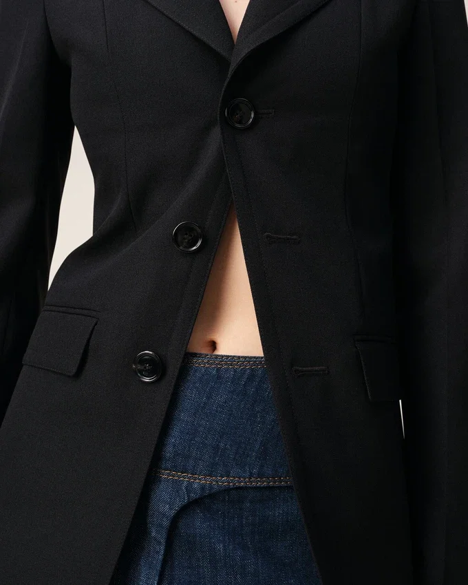 Black New Wool Single Breasted Fitted Jacket Black New Wool Single Breasted Fitted Jacket
