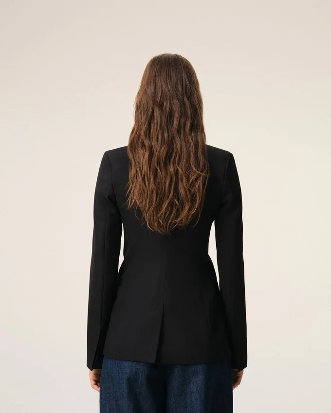 Black New Wool Single Breasted Fitted Jacket Black New Wool Single Breasted Fitted Jacket