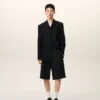 Black New Wool Single Breasted Straight Jacket Black New Wool Single Breasted Straight Jacket
