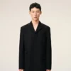 Black New Wool Single Breasted Straight Jacket Black New Wool Single Breasted Straight Jacket