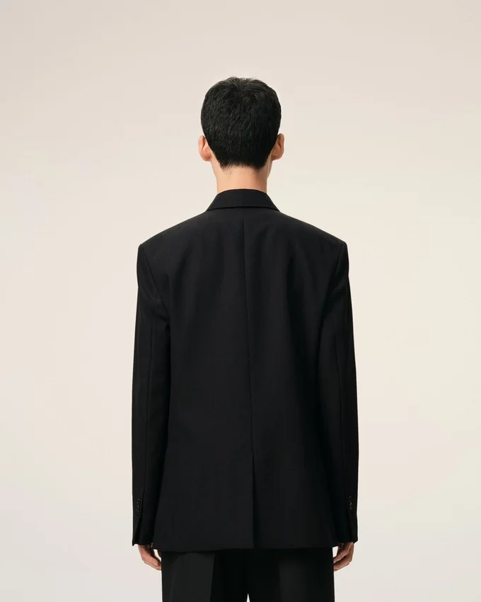 Black New Wool Single Breasted Straight Jacket Black New Wool Single Breasted Straight Jacket