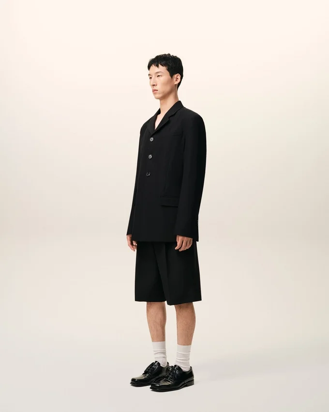Black New Wool Single Breasted Straight Jacket Black New Wool Single Breasted Straight Jacket