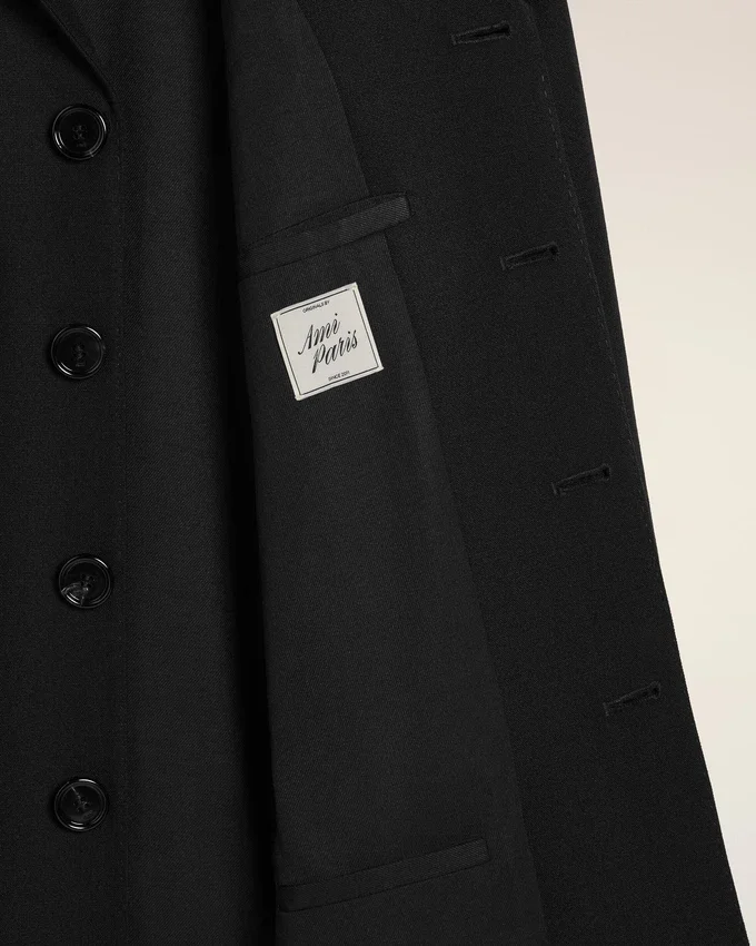 Black New Wool Single Breasted Straight Jacket Black New Wool Single Breasted Straight Jacket