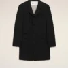 Black New Wool Straight Simple Breasted Coat