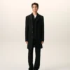 Black New Wool Straight Simple Breasted Coat
