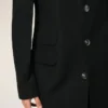 Black New Wool Straight Simple Breasted Coat