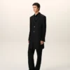 Black New Wool Straight Simple Breasted Coat