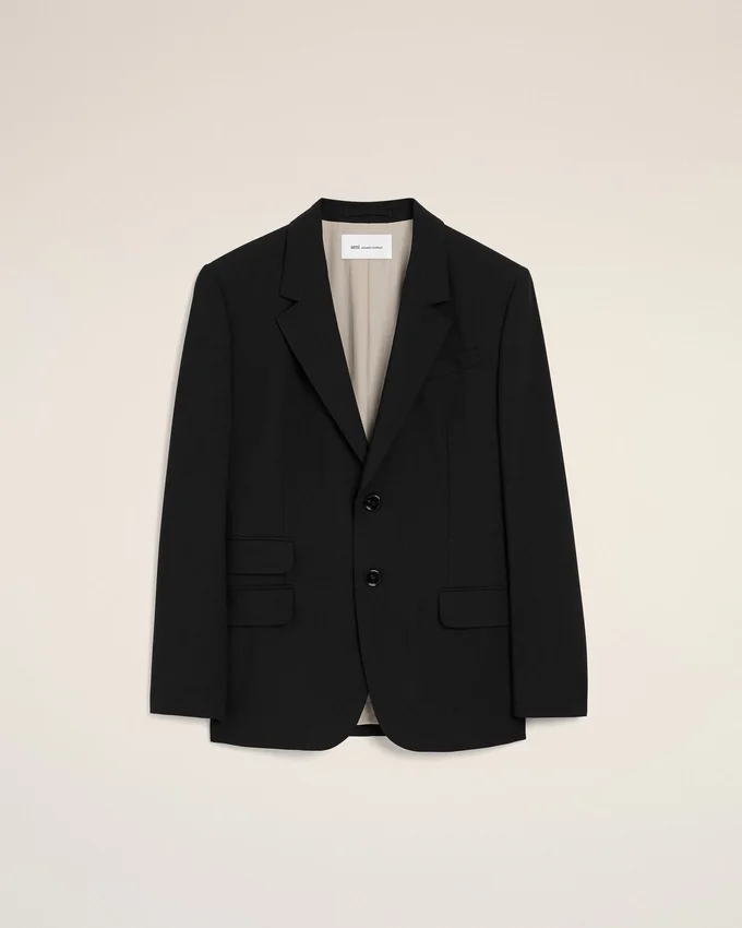 Black New Wool Straight Single Breasted Jacket Black New Wool Straight Single Breasted Jacket