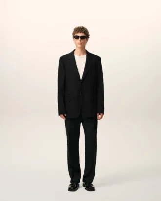Black New Wool Straight Single Breasted Jacket