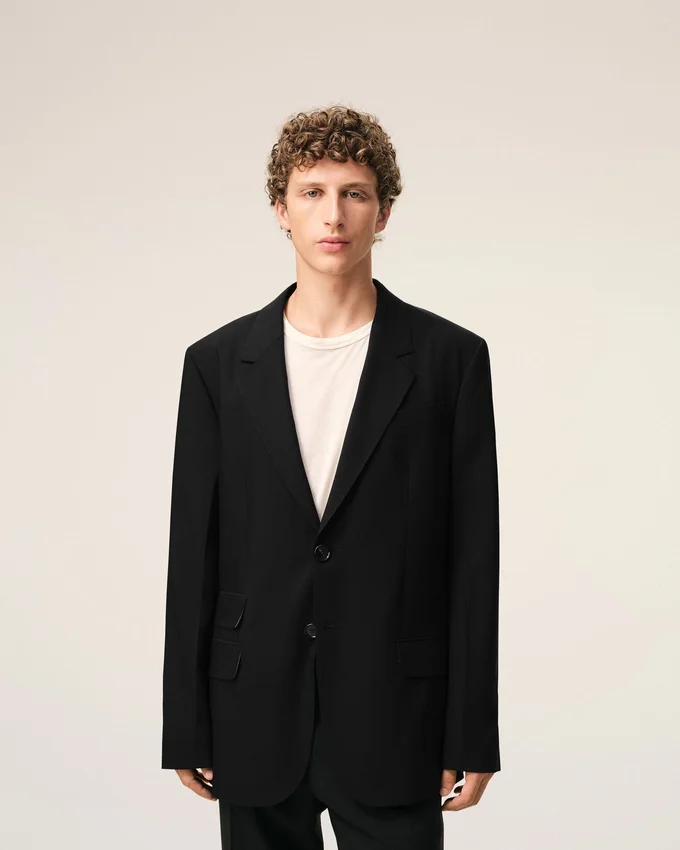 Black New Wool Straight Single Breasted Jacket Black New Wool Straight Single Breasted Jacket