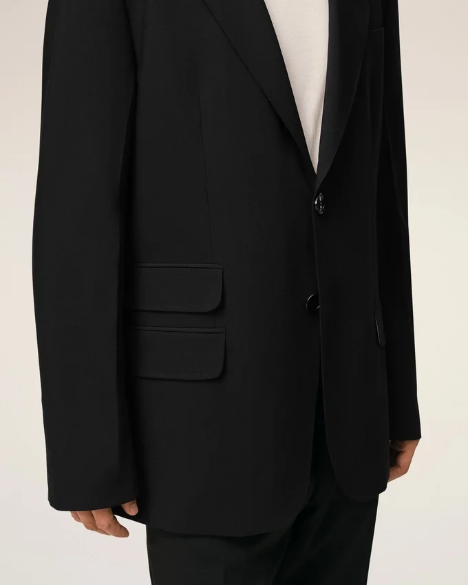 Black New Wool Straight Single Breasted Jacket Black New Wool Straight Single Breasted Jacket