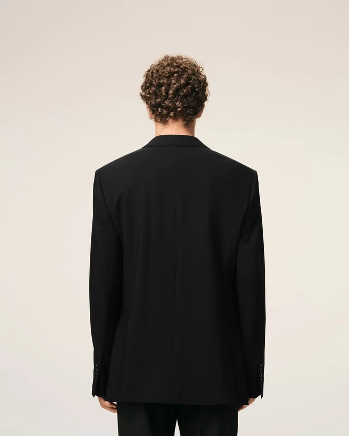 Black New Wool Straight Single Breasted Jacket Black New Wool Straight Single Breasted Jacket