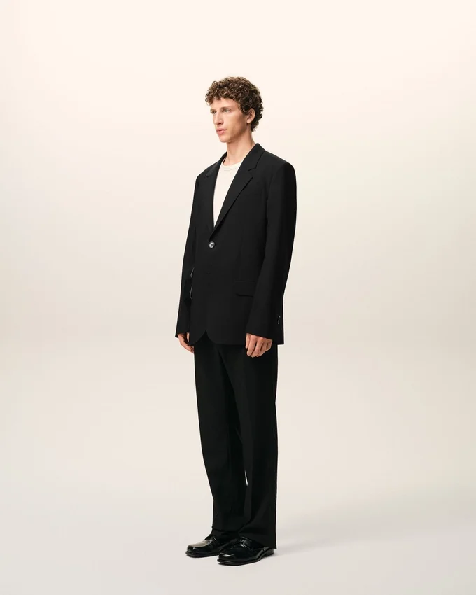 Black New Wool Straight Single Breasted Jacket Black New Wool Straight Single Breasted Jacket