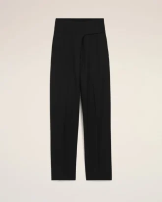 Black New Wool Wrapped Belted Trousers