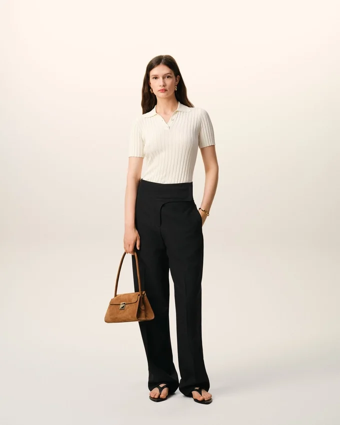 Black New Wool Wrapped Belted Trousers Black New Wool Wrapped Belted Trousers