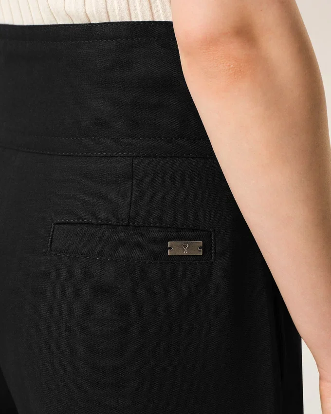 Black New Wool Wrapped Belted Trousers Black New Wool Wrapped Belted Trousers