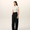 Black New Wool Wrapped Belted Trousers Black New Wool Wrapped Belted Trousers