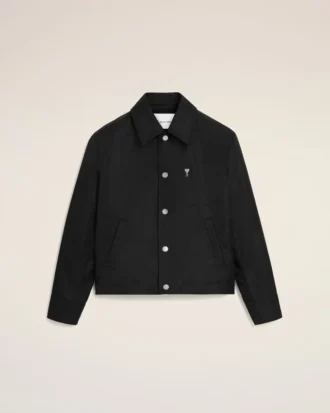 Black Nylon Ami De Coeur Stud Buttoned Jacket
