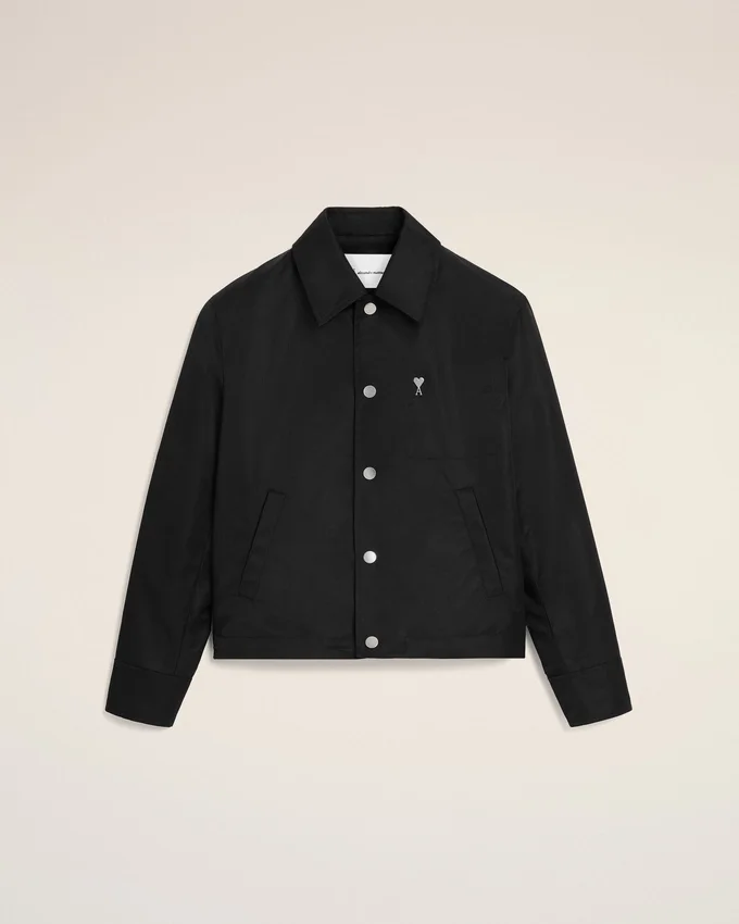 Black Nylon Ami De Coeur Stud Buttoned Jacket Black Nylon Ami De Coeur Stud Buttoned Jacket