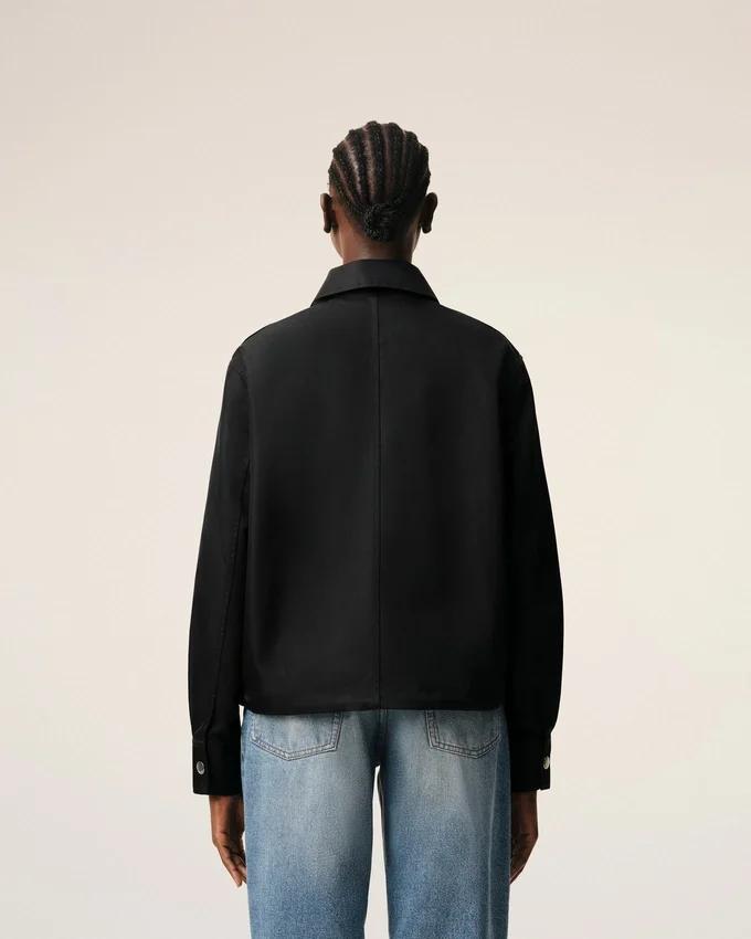 Black Nylon Ami De Coeur Stud Buttoned Jacket Black Nylon Ami De Coeur Stud Buttoned Jacket