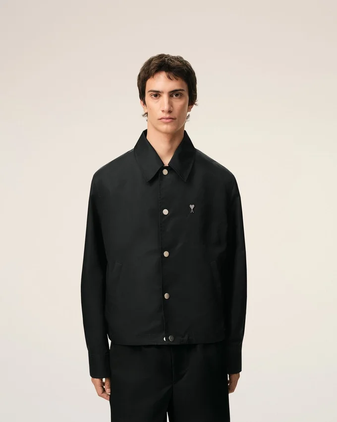 Black Nylon Ami De Coeur Stud Buttoned Jacket Black Nylon Ami De Coeur Stud Buttoned Jacket