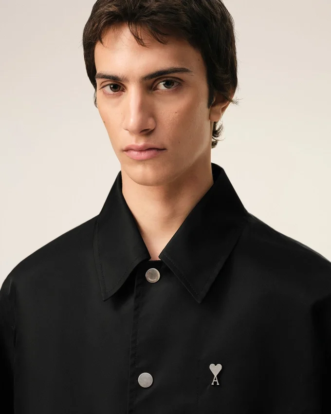 Black Nylon Ami De Coeur Stud Buttoned Jacket Black Nylon Ami De Coeur Stud Buttoned Jacket
