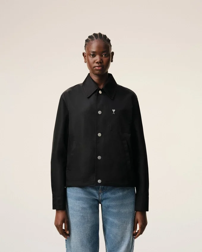 Black Nylon Ami De Coeur Stud Buttoned Jacket Black Nylon Ami De Coeur Stud Buttoned Jacket